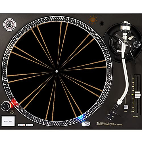DJ Turntable Premium Cork Slipmat - Black Web Spiral