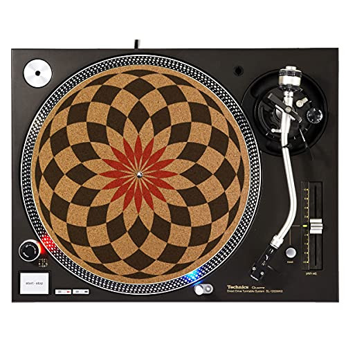 DJ Turntable Premium Cork Slipmat - Black White Sphere