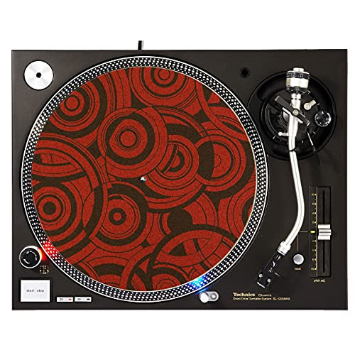 DJ Turntable Premium Cork Slipmat - Red Circles