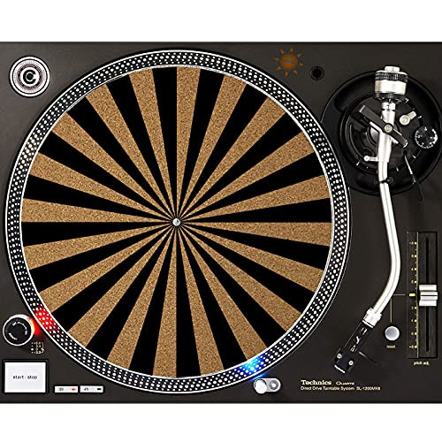 DJ Turntable Premium Cork Slipmat - Spiral Black Spiral