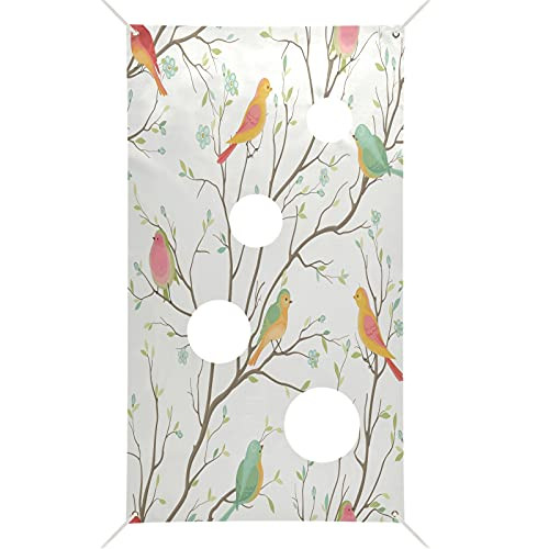 Nander Colorful Birds Toss Game with 6 Bean Bags Indoor Outdoor Throwing Game Carnival Toss Banner for Picnic,Activities,Birthday Party Decoration Supplies