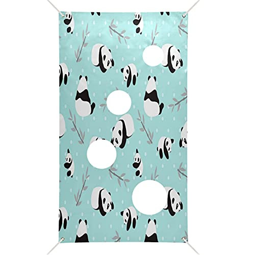 Nander Cute Panda Toss Game with 6 Bean Bags Indoor Outdoor Throwing Game Carnival Toss Banner for Picnic,Activities,Birthday Party Decoration Supplies
