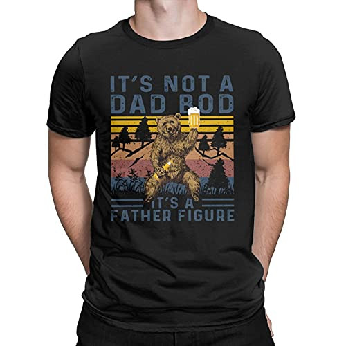 It's Not A Dad BOD It's A Father Figure Graphic Funny T-Shirt Fathers Day Papa Gift Unisex Tops Tees for Men Black