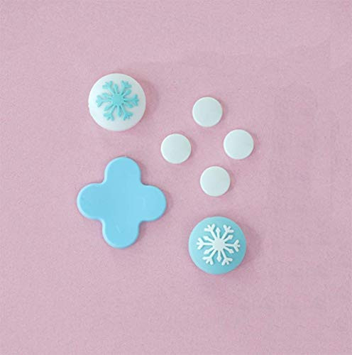 Thumb Stick Grips Caps Colorful ABXY Buttons Sticker Direction Buttons Sticker D-Pad Button Set Joystick Caps Covers for Nintend Switch NS Joy-Con Controller -Snowflake plusWhite/Blue-