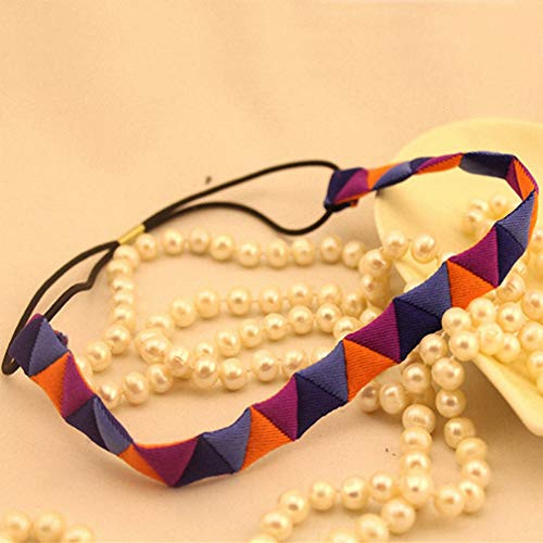 Womens 1pc Women Fashion Multicolor Plaid Knot Headband Turban Elastic Sports Hairband Head Wrap Hair Accessories Girls Headwear Purple