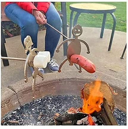 Beauty HAO Hot Dog Roaster, Stainless Steel Marshmallow Roaster Stick, Novelty Barbecue BBQ Skewers, Barbecue Forks for Campfire, Bonfire and Grill -Marshmallow Girl  plus Hot Dog Boy-