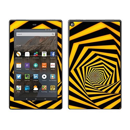 Skin Decal Vinyl Wrap for Amazon Fire HD 8 Tablet 8" inch stickers skins cover/ Black Yellow Trippy Pattern