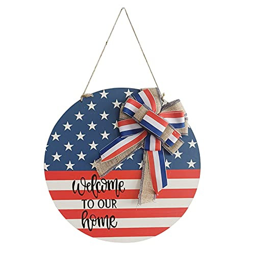 Patriotic Door Wreath 4th of July Wreaths for Front Door Welcome to Our Home Sign Independence Day Handcrafted Wooden Ornaments Welcome Signs for Front Porch Wall Window Decoration Outdoor Patriotic Door Wreath 4th of July Wreaths for Front Door Welcome to Our Home Sign Independence Day Handcrafted Wooden Ornaments Welcome Signs for Front Porch Wall Window Decoration Outdoor