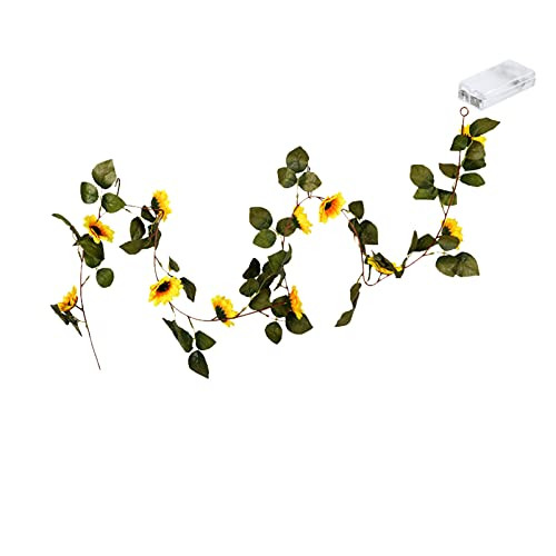 JSDS Artificial Sunflower Light String Sunflower LED Light String Sunflower Light String Battery Powered Sunflower Fairy Light String Bedroom Wedding Garden Decoration Warm White 70.8 inches