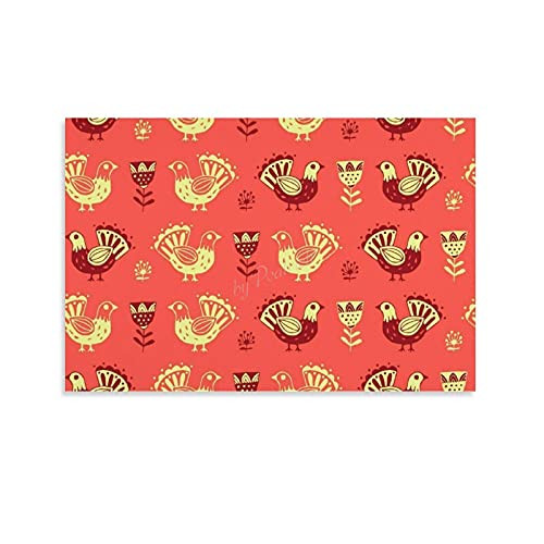 Cards with Envelopes Blank Inside, Scandinavian Peacock Yellow Orange Birthday Greeting Card 10x7 Inches