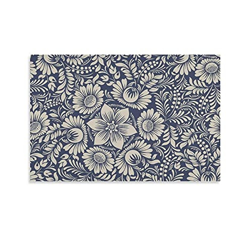 Cards and Envelopes Set Blank, Floral Design Flower Leaf Pretty Pattern Greeting Card for Birthday All Occasion 10x7 Inches