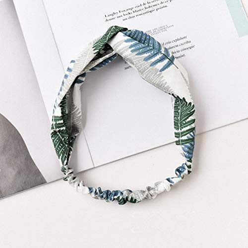 Womens 1pc Fashion Women Leaf Printing Knot Headbands Turban Elastic Cross Hairbands Head Wrap Hair Accessories Girls Vintage Headwear Green