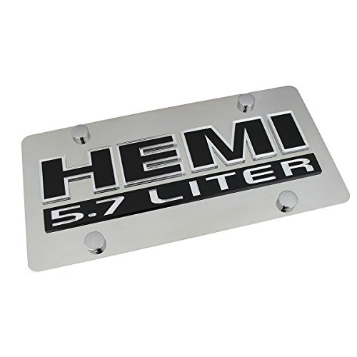 Hemi 5.7 Liter Name Badge On Polished Stainless Steel License Plate