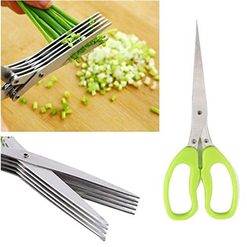 Multi-functional Stainless Steel Kitchen Knives Multi-Layers Scissors Sushi Shredded Scallion Cut Herb Spices Scissors Cooking Tools