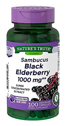Nature's Truth Sambucus Black Elderberry 1000mg - Super Concentrated Extract - Gluten Free/Non GMO - 100 Capsules -Pack of 1-