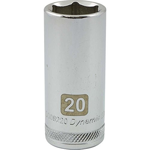 Dynamic Tools D008220 3/8" Drive 6 Point Metric Socket with 20mm Deep Length, Chrome Finish