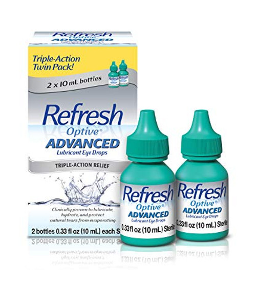 Refresh Optive Advanced Eye Drops, 0.33 Fl Oz -2 Count-