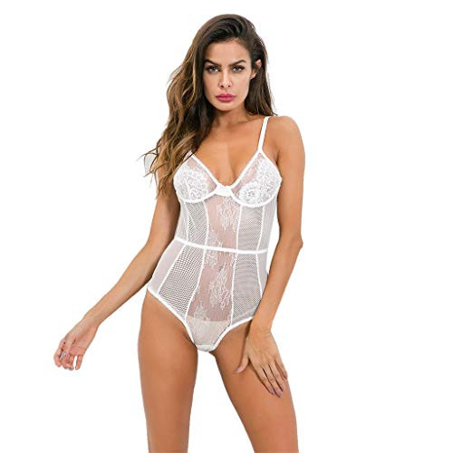 YKARITIANNA Sexy Lingerie for Sex, Women Sexy Lingerie Sleepwear Lace Dress Underwear Perspective Backless Jumpsuit White