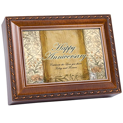 Cottage Garden Happy Anniversary Woodgrain Rope Trim Jewelry Music Box Plays Unchained Melody Cottage Garden Happy Anniversary Woodgrain Rope Trim Jewelry Music Box Plays Unchained Melody