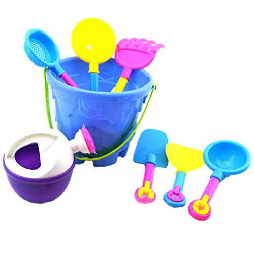 GorNorriss Kids Beach Sand Toy Set, Beach Bucket, Watering Can, Shovel, Rake, Eco-Friendly Kids Outdoor Toys Sandbox Toys with Sunglasses, 9Pieces