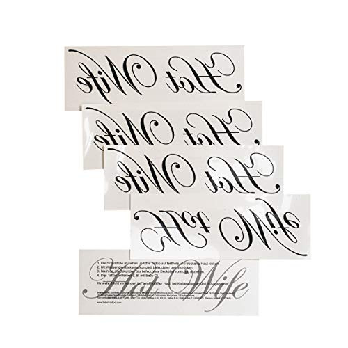 10 x"Hot Wife" Tattoo lettering in black - Hotwife temporary Tattoo -10-