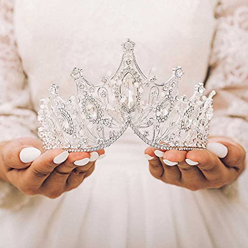 Kilshye Wedding Bridal Crown Silver Princess Tiara Queen Crystal Tiaras and Crowns Pageant Costume Hair Accessories for Women and Girls?2152? Kilshye Wedding Bridal Crown Silver Princess Tiara Queen Crystal Tiaras and Crowns Pageant Costume Hair Accessories for Women and Girls?2152?