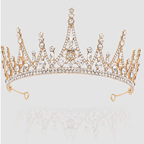 Kisshine Baroque Crowns and Tiaras Rhinestone Gold Vintage Queen Crown Crystal Pageant Tiara Bridal Wedding Crown Prom Hair Accessories for Women and Girls Kisshine Baroque Crowns and Tiaras Rhinestone Gold Vintage Queen Crown Crystal Pageant Tiara Bridal Wedding Crown Prom Hair Accessories for Women and Girls