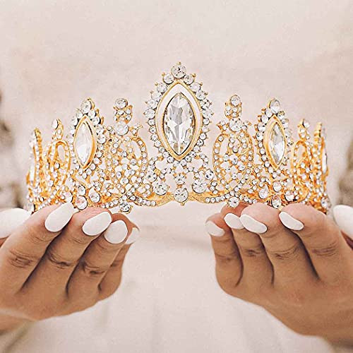 Kilshye Baroque Crown Gold Queen Crowns Rhinestone Princess Tiara Wedding Bride Tiaras Crystal Vintage Hair Accessories for Women and Girls -4026- Kilshye Baroque Crown Gold Queen Crowns Rhinestone Princess Tiara Wedding Bride Tiaras Crystal Vintage Hair Accessories for Women and Girls -4026-
