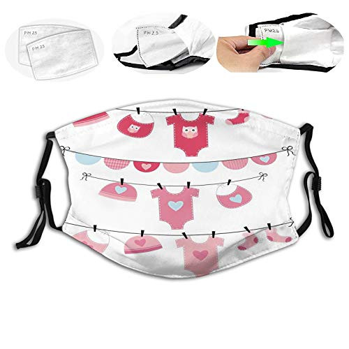 GULTMEE Drying Baby Clothes Hat Socks Napkin with Owl Figure and Hearts,Fashion Face Mask with Replaceable Filters Activated Carbon Mask Size-Unisex Adult