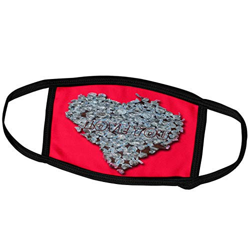 3dRose Jos Fauxtographee- Love - A Heart Made from Candy Kisses and Put on a Pink Backdrop with Love - Face Masks -fm-185325-2-