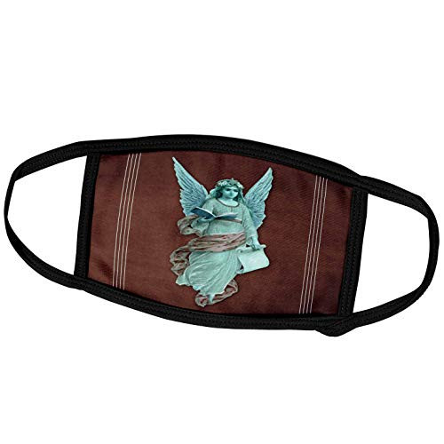 3dRose Jaclinart Angelic Angel Religious Figure Wings - Angel in Turquoise Robe with Plum sash and Turquoise Wings on a Plum Background and Turquoise line - Face Masks -fm-53908-3-