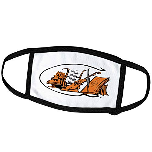 3dRose Susans Zoo Crew Music - Bust Orange Lyre Violin Sheet Music Design - Face Masks -fm-164237-3- 3dRose Susans Zoo Crew Music - Bust Orange Lyre Violin Sheet Music Design - Face Masks -fm-164237-3-