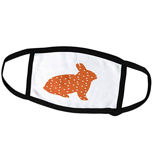 3dRose Florene Childrens Art III - Cute Bright Orange and White Polka Dot Bunny - Face Masks -fm-150994-3-