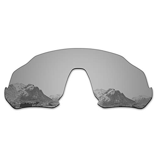 Puzzley Mirror Polarized Replacement Lenses for Oakley Flight Jacket OO9401 Sunglasses - Silver Mirror Polarized