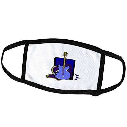 3dRose Guitar Graphic w Square Back purpled - Face Covers -fc-175979-1-