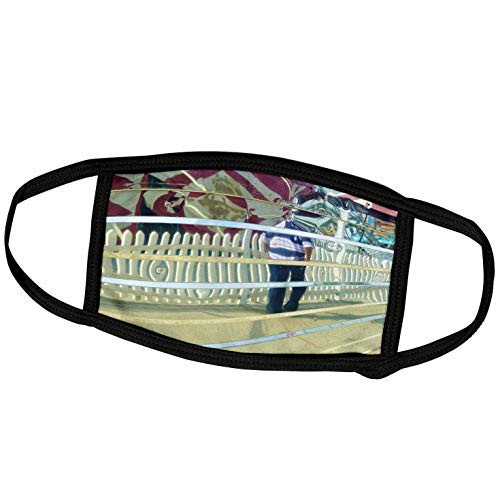 3dRose Florene Humor - Man Walking Past Funhouse Mirrors Distorting Him - Face Masks -fm-80377-1-