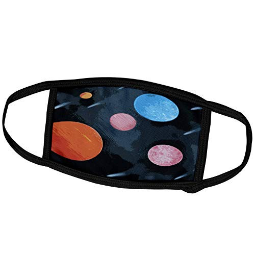 3dRose Susans Zoo Crew Spacepainting - Multiple Planets Orange Pink Blue Painting - Face Masks -fm-183070-1-