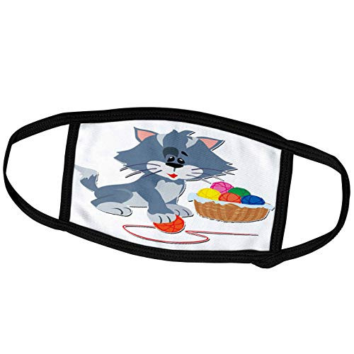 3dRose Cute Kitten Playing with String - Face Covers -fc-150831-1- 3dRose Cute Kitten Playing with String - Face Covers -fc-150831-1-