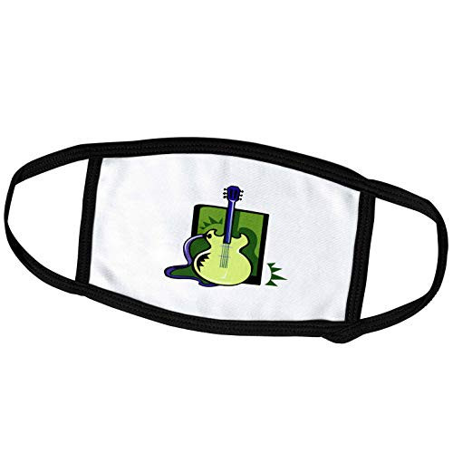 3dRose Guitar Graphic w Square Back Green - Face Covers -fc-175977-1-