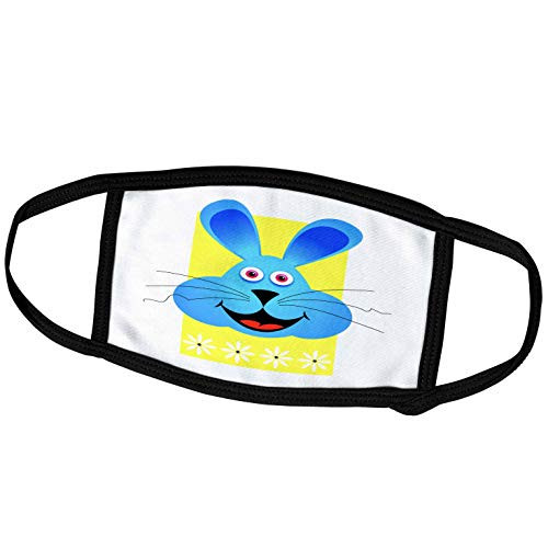 3dRose Bright Blue Bunny Head Yellow Back - Face Covers -fc-178215-1- 3dRose Bright Blue Bunny Head Yellow Back - Face Covers -fc-178215-1-