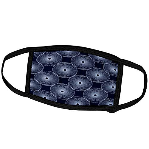 3dRose Modern Pattern of Floral or Wagon Wheels in Blue Grey on Black - Face Covers -fc-200244-1-