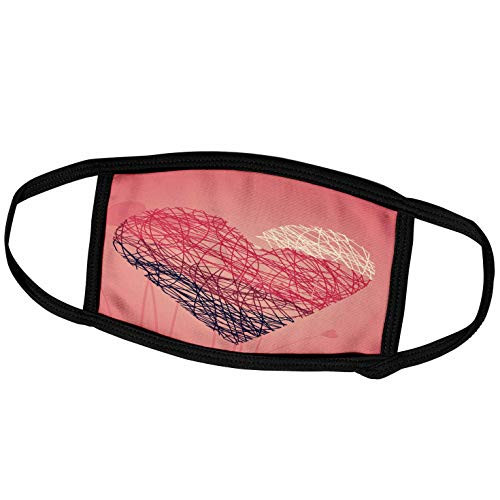 3dRose White, Pink, and Blue String Heart Illustration - Face Covers -fc-235791-1-