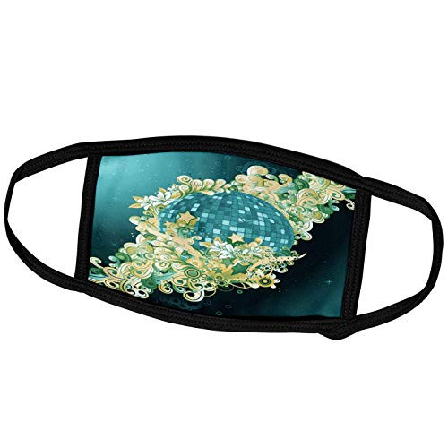 3dRose A Turquoise Mirror Globe Enveloped in Gold and Turquoise. - Face Covers -fc-235849-1- 3dRose A Turquoise Mirror Globe Enveloped in Gold and Turquoise. - Face Covers -fc-235849-1-