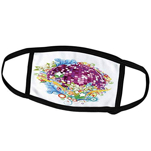 3dRose Purple and Pink Sparkle Mirror Ball Surrounded in Flowers and. - Face Covers -fc-236140-1- 3dRose Purple and Pink Sparkle Mirror Ball Surrounded in Flowers and. - Face Covers -fc-236140-1-