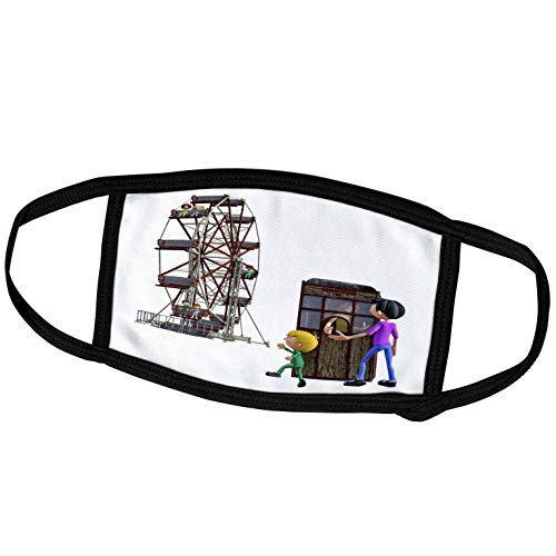 3dRose A Cartoon Father and Son About to Ride a Ferris Wheel - Face Covers -fc-245588-1-