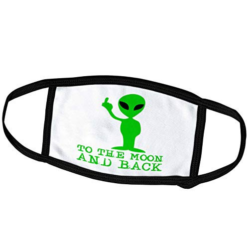 3dRose Funny Green Alien Shows his Finger. to The Moon and Back on White - Face Covers -fc-276081-1-