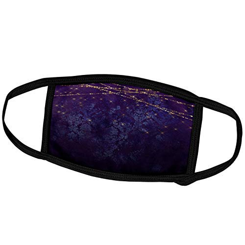 3dRose Pretty Grunge Purple and Blue Damask with Sparkle String Lights - Face Covers -fc-283069-1- 3dRose Pretty Grunge Purple and Blue Damask with Sparkle String Lights - Face Covers -fc-283069-1-