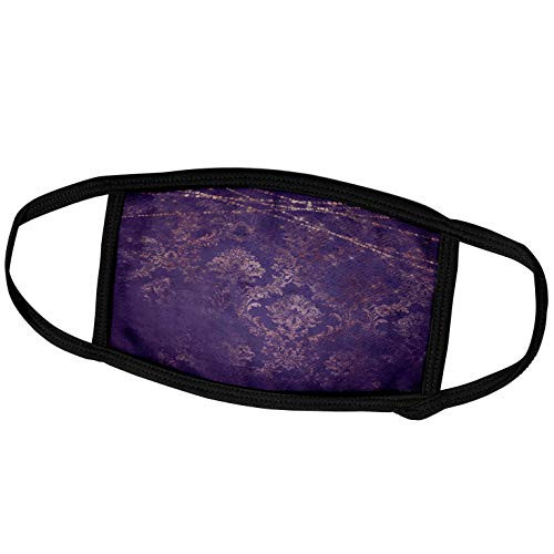 3dRose Pretty Faux Pink Foil Damask Over Purple with String Lights - Face Covers -fc-283076-1-