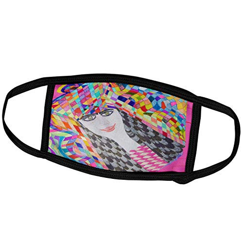 3dRose A Woman Tipped on her Side with a Pink Backdrop and Black Hair - Face Covers -fc-288918-3- 3dRose A Woman Tipped on her Side with a Pink Backdrop and Black Hair - Face Covers -fc-288918-3-