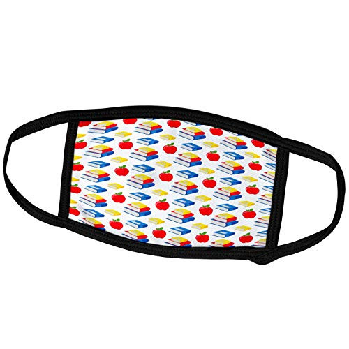3dRose Colorful Books and red Apples. Back to School Pattern - Face Covers -fc-292895-1-